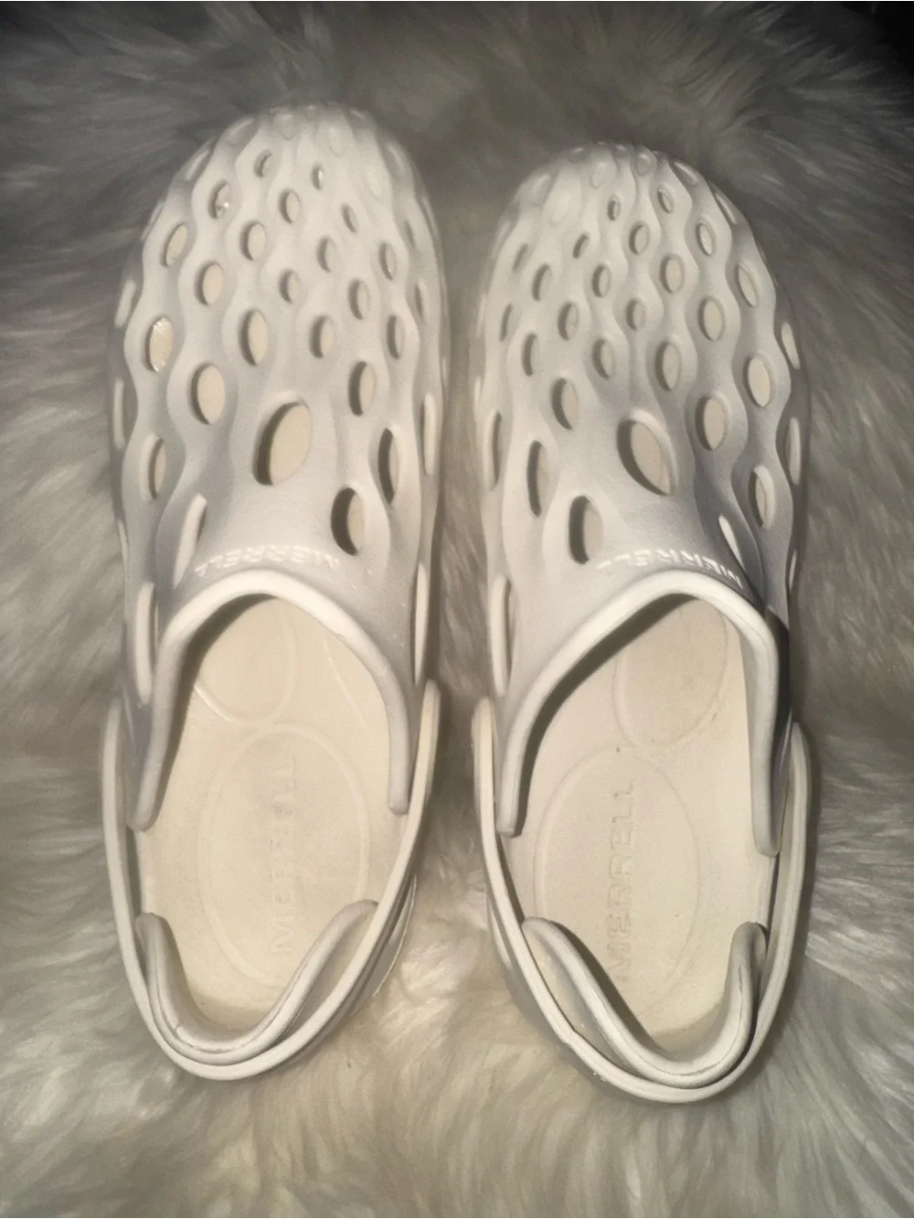 Merrell White Ventilated Foam Slip-On Clogs